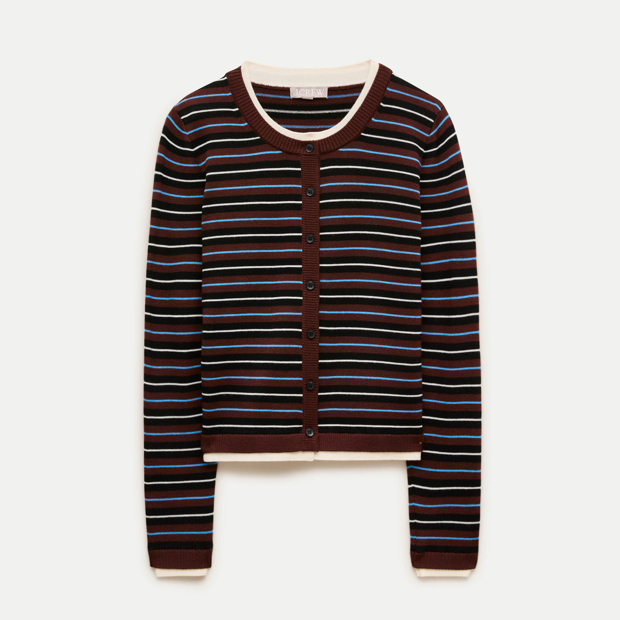Double-layer cardigan in striped merino wool blend | J. Crew US