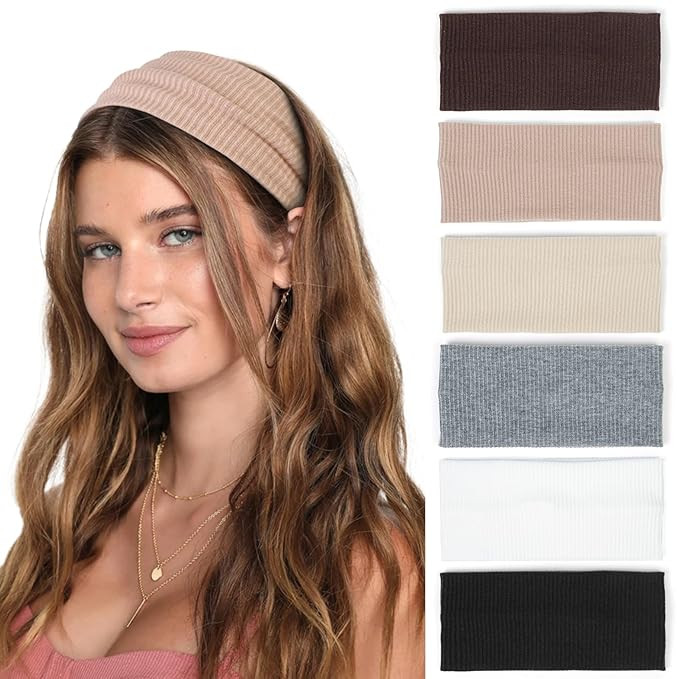 Headbands for Women Wide Non Slip Boho Head Bands Soft Elastic Thick Hairbands Fashion Workout Yo... | Amazon (US)