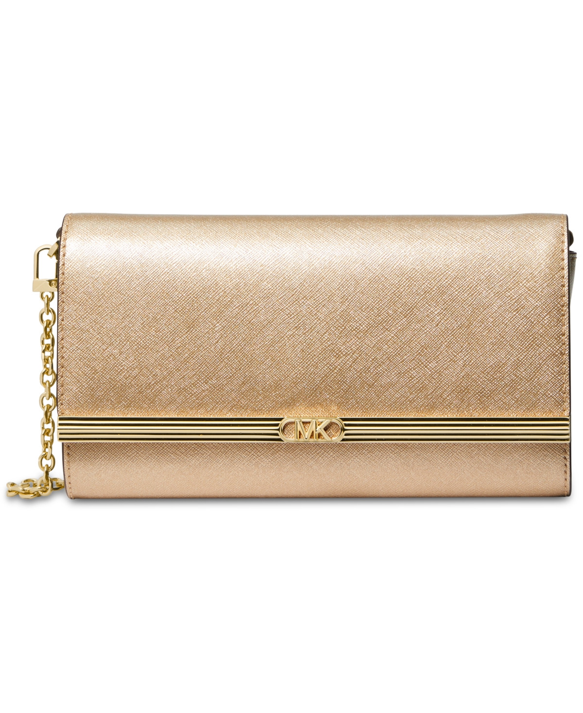 Michael Michael Kors Mona East West Large Leather Clutch - Pale Gold | Macy's