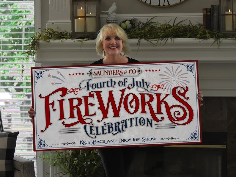 4th of July Sign Fireworks Celebration Sign | Fourth of July Sign | 1776 Decor | Patriotic Decor ... | Etsy (US)