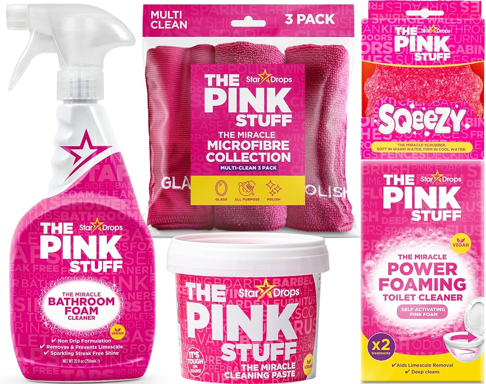 The Pink Stuff Bathroom Cleaning Kit – Cleaning Paste, Bathroom Foam Spray, Toilet Foaming Powd... | Amazon (US)