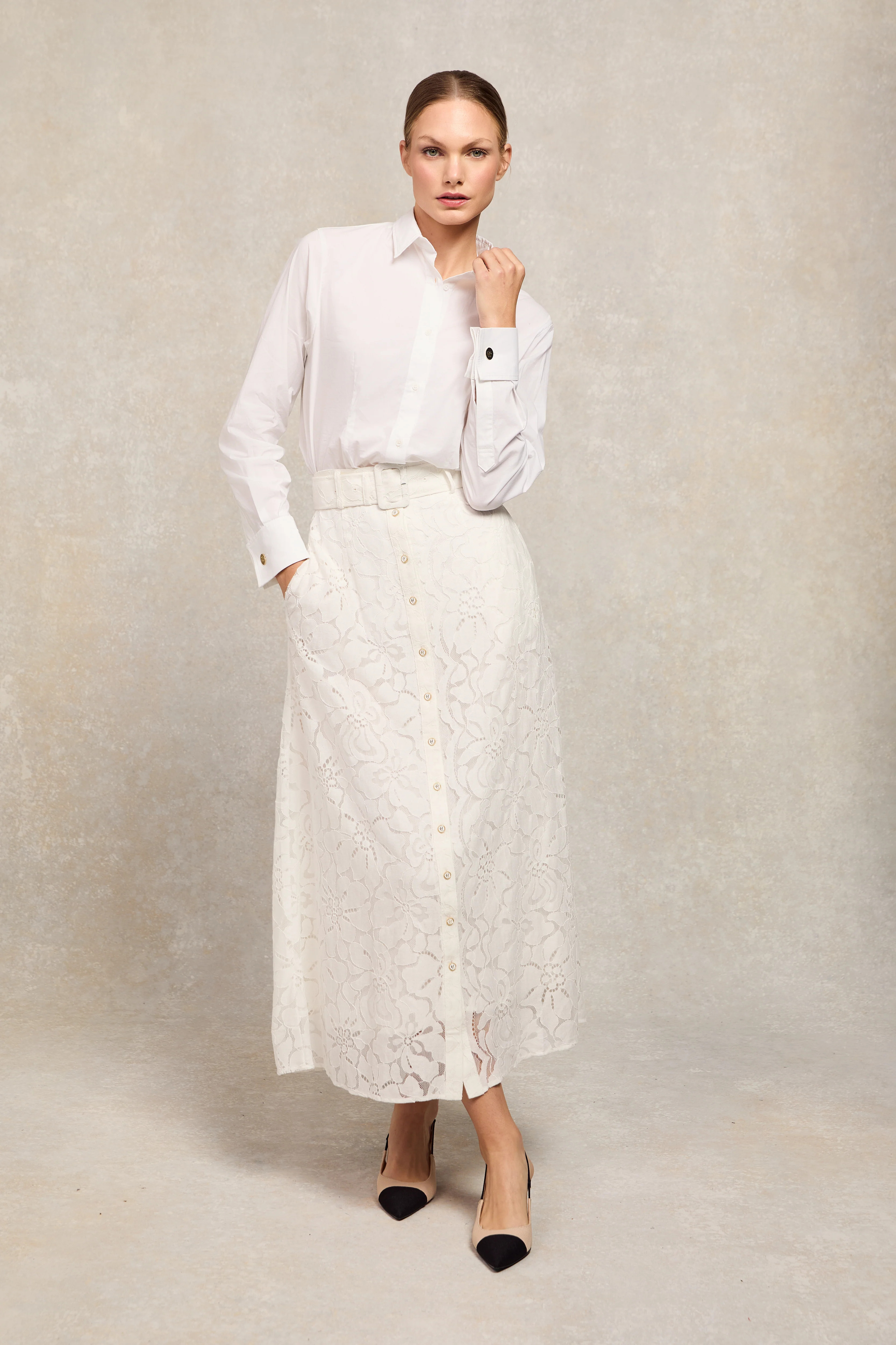 Annabel Lace Skirt (White) | Holland Cooper