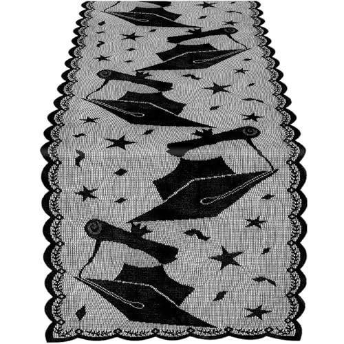 Graduation Table Runner, Black Lace Table Runner, 2026 Graduation Party Decorations for Table, 12 X 72 Inch Lace Grad Cap Table Cover Centerpieces for Grad Decorations for Home Kitchen Dining Room | Amazon (US)