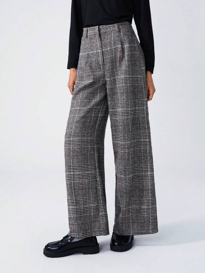 Minimalana Women's Loose Plaid Casual Pants | SHEIN