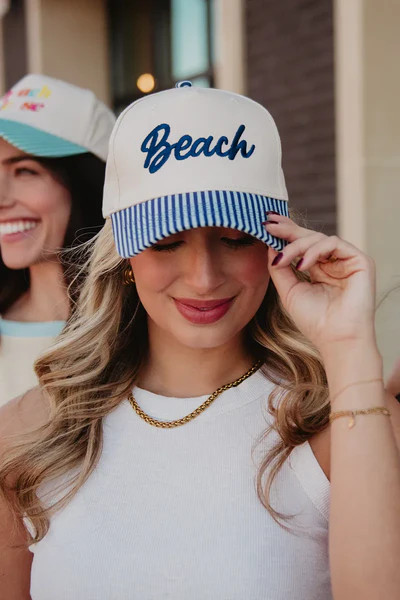 Beach Cursive Vintage Snapback Hat | Katydid