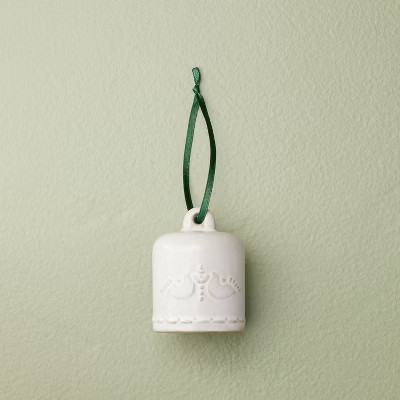 Nordic Dove Ceramic Bell Christmas Tree Ornament Cream - Hearth & Hand™ with Magnolia | Target