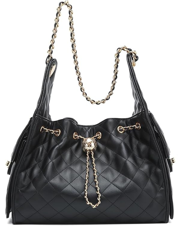 Women’s Classic Quilted Shoulder Bags Chain Strap Handbags Suede Tote Crumpled Purse Slouchy Ho... | Amazon (US)