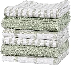 KAF Home Premium Kitchen Towels (18" x 28", 6 Pack), Large 100% Cotton, Flat & Terry Absorbent Di... | Amazon (US)