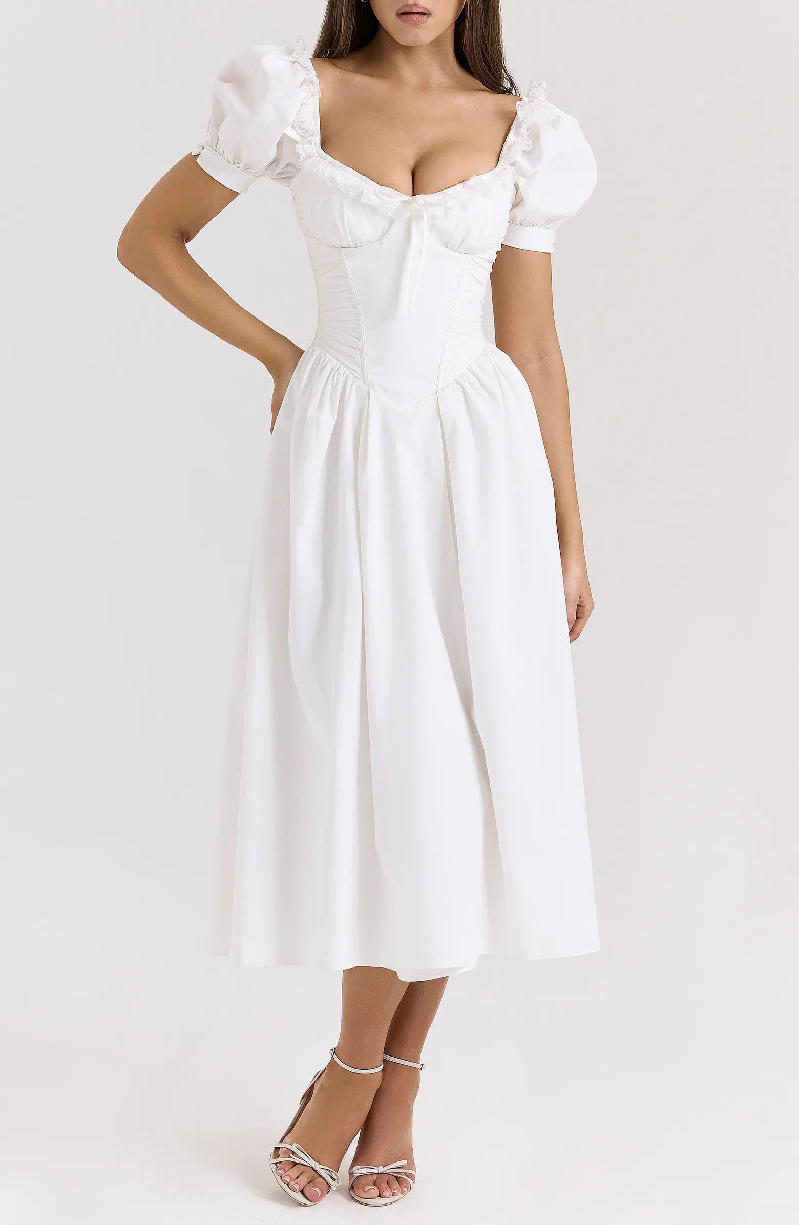 HOUSE OF CB Lulabell Puff Sleeve Midi Dress | Nordstrom | Nordstrom