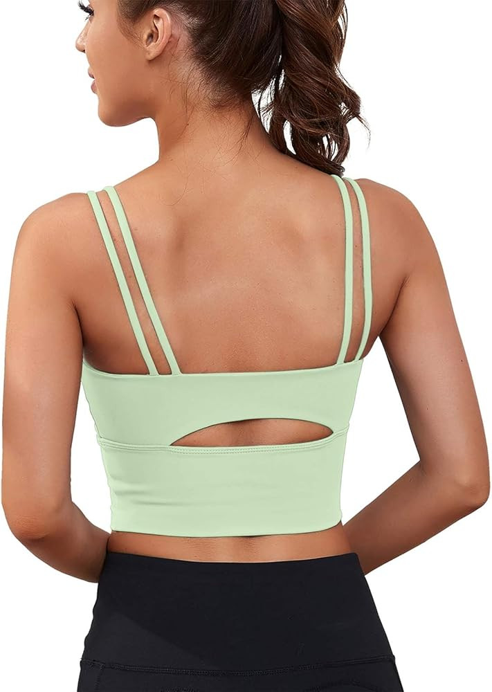 Everrysea Womens Longline Sports Bra Padded Yoga Workout Crop Tank Tops Strappy Camisole Fitness ... | Amazon (US)