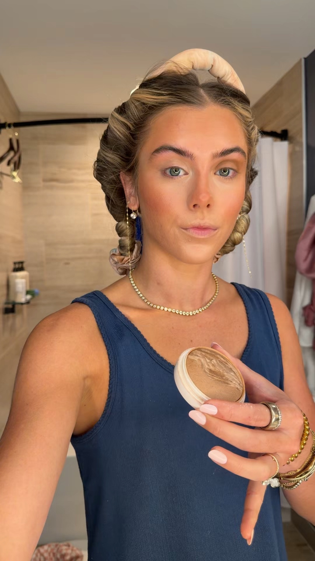 My eyeshadow hack is so easy! I use my @DIBS Beauty baked powder bronzer shade caramel cappuccino layered with the Patrick ta beauty powder blush. If I want shimmer I’ll add my powder highlight @diorbeauty @ulta @Sephora

#LTKCon #LTKBeauty #LTKgrwm