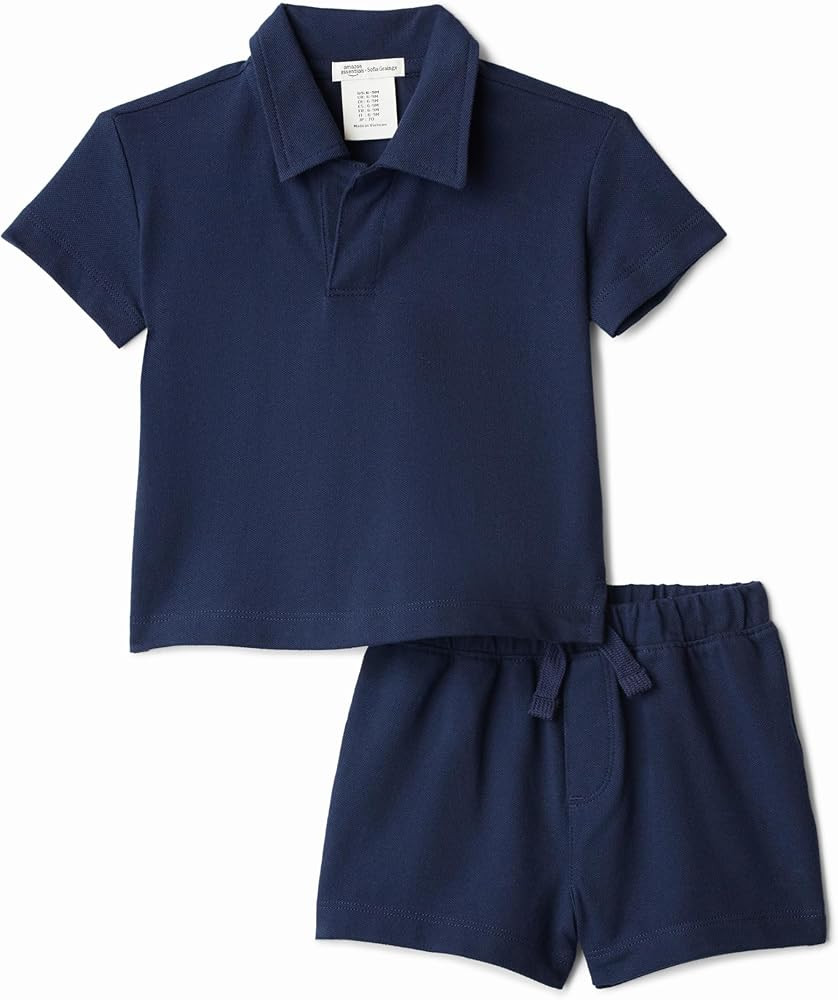 Amazon Essentials x Sofia Grainge Toddlers and Baby Boys' Cotton Pique Short Sleeve Shirt & Short... | Amazon (US)