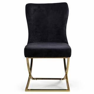 Ottomanson Majestic Black/Gold Upholstered Dining Side Chair (Set of 2) (20 in. W x 37.5 in. H) N... | The Home Depot