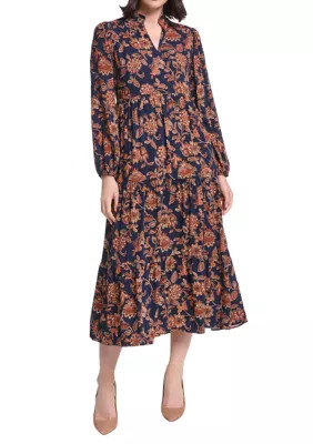 Women's Long Sleeve Printed Maxi Dress | Belk