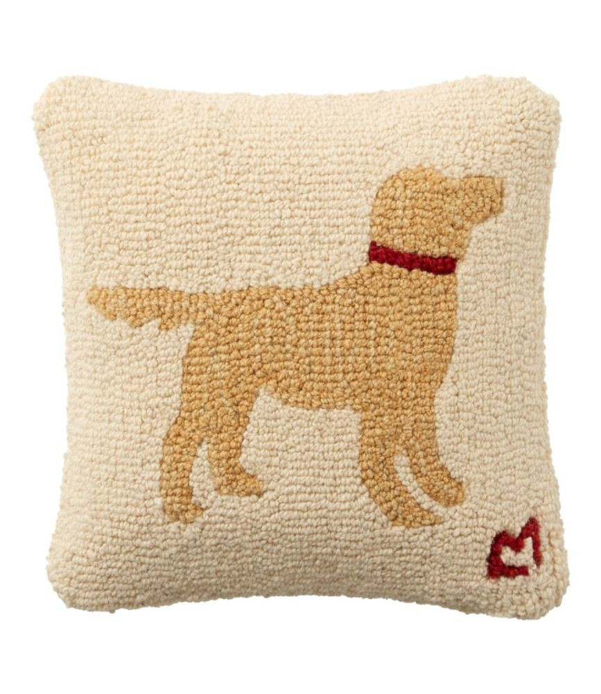 Wool Hooked Throw Pillow, Yellow Dog, 14" x 14" Multi Color, Cotton/Wool | L.L. Bean