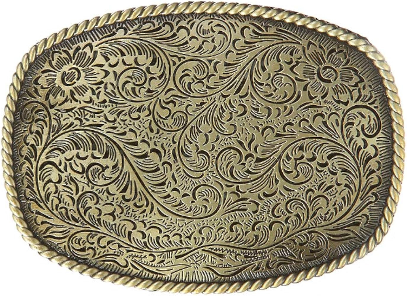 KDG Western Cowboy Belt Buckles Antique Copper Large Custom Belt Buckles Engraved Floral with Rop... | Amazon (US)