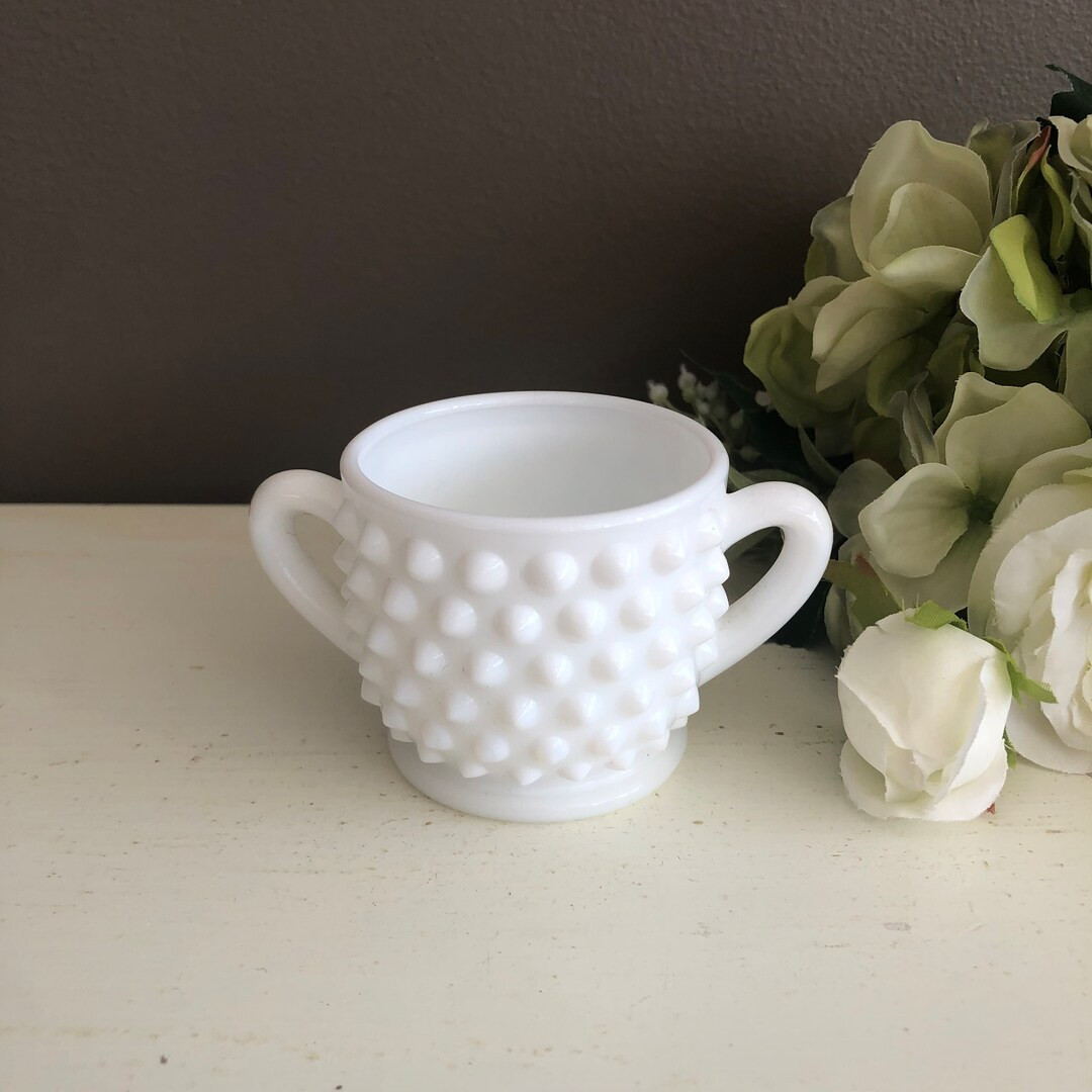 Vintage Milk Glass Hobnail Small Cup With Handles, Planter, Vase, Sugar Bowl - Etsy | Etsy (US)