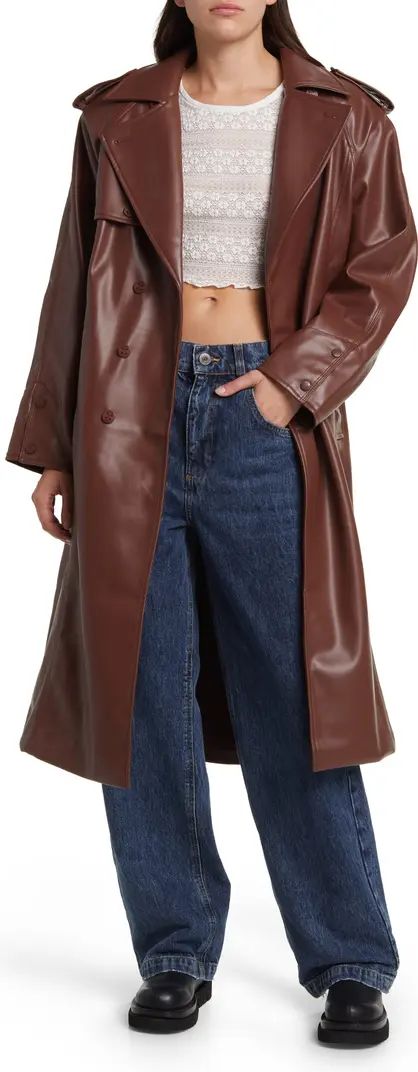 Montague Faux Leather Trench Coat | Nordstrom