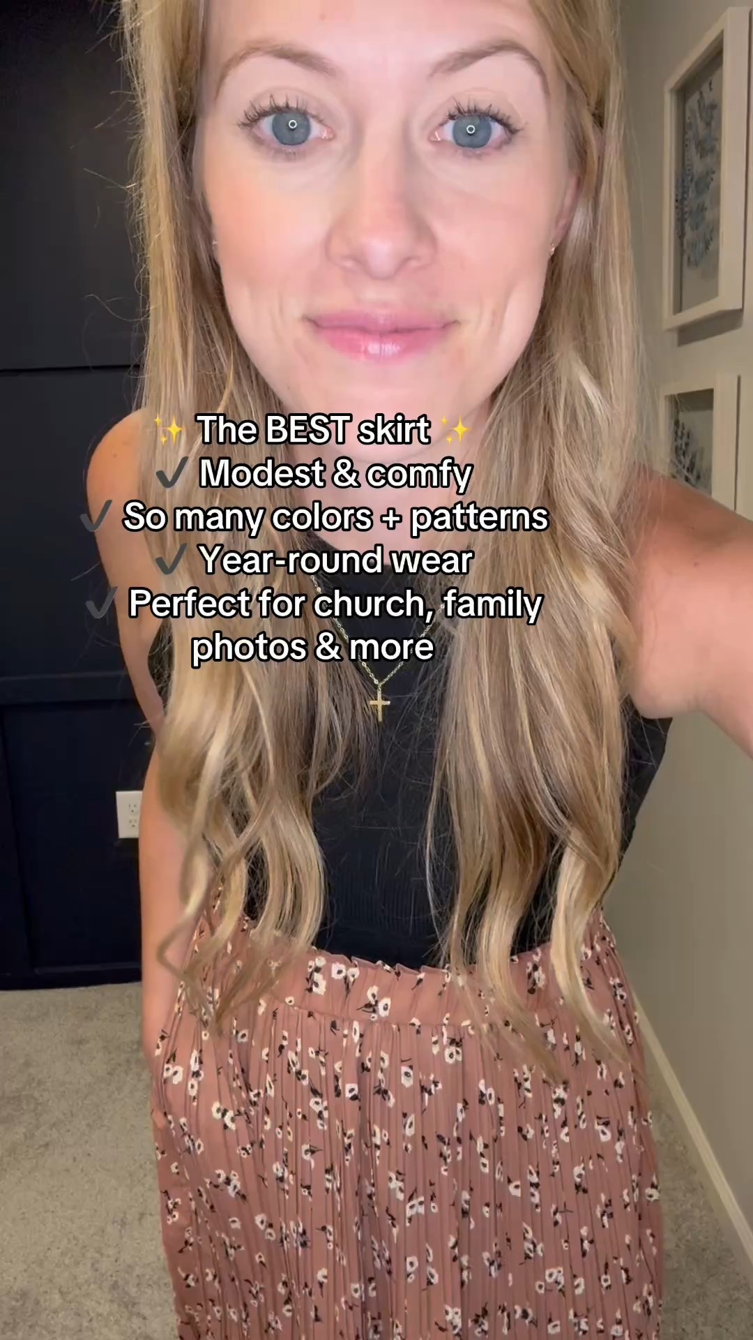 The BEST skirt. 
Modest, flattering, and cute for church, family photos, errands—you name it!
#modestfashion #momstyle #yearroundoutfit #skirttok #churchoutfit #familyphotooutfit
#christiantok #christian 

#LTKMidsize #LTKStyleTip #LTKPetite