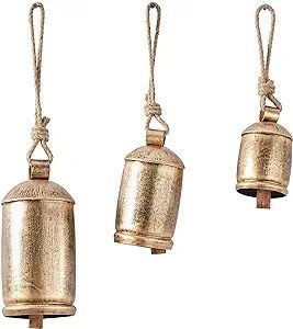 Deco 79 Metal Tibetan Inspired Decorative Cow Bell with Jute Hanging Rope, Set of 3 10",8",6"H, A... | Amazon (US)