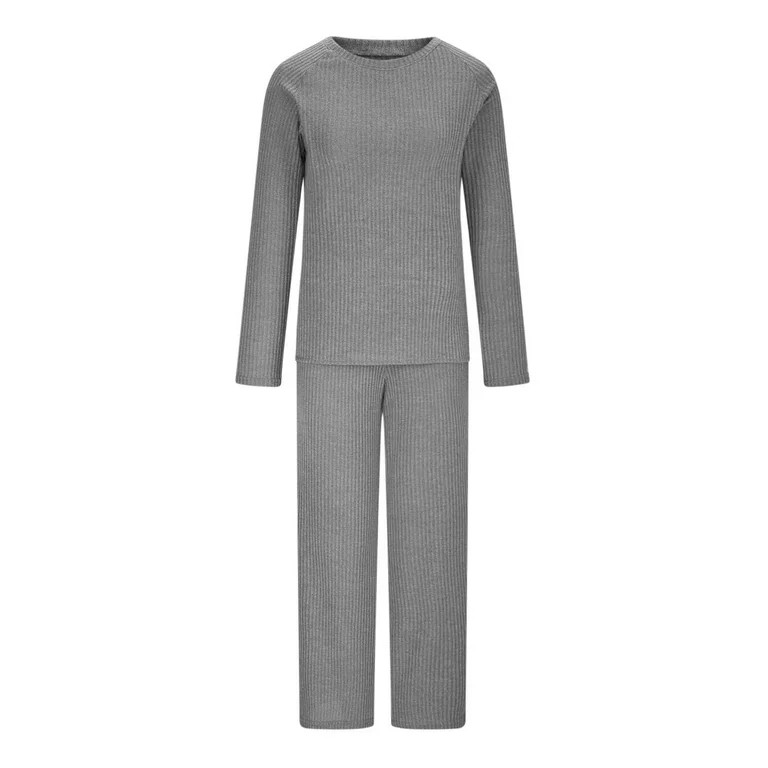 yievot Lounge Sets for Women Long Sleeved Knitted Two Piece Sweater and Pants Pajamas Loungewear | Walmart (US)