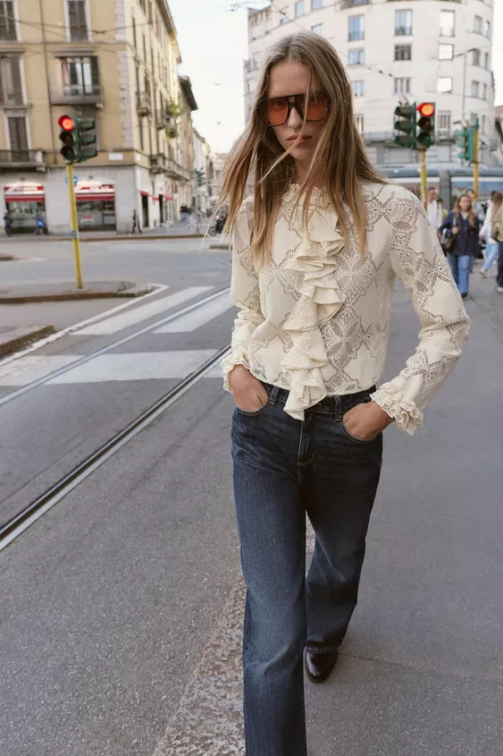 RUFFLED ROMANTIC BLOUSE | Zara US