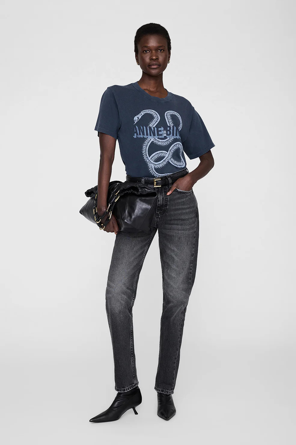 Lili Tee Snake - Washed Black | Anine Bing