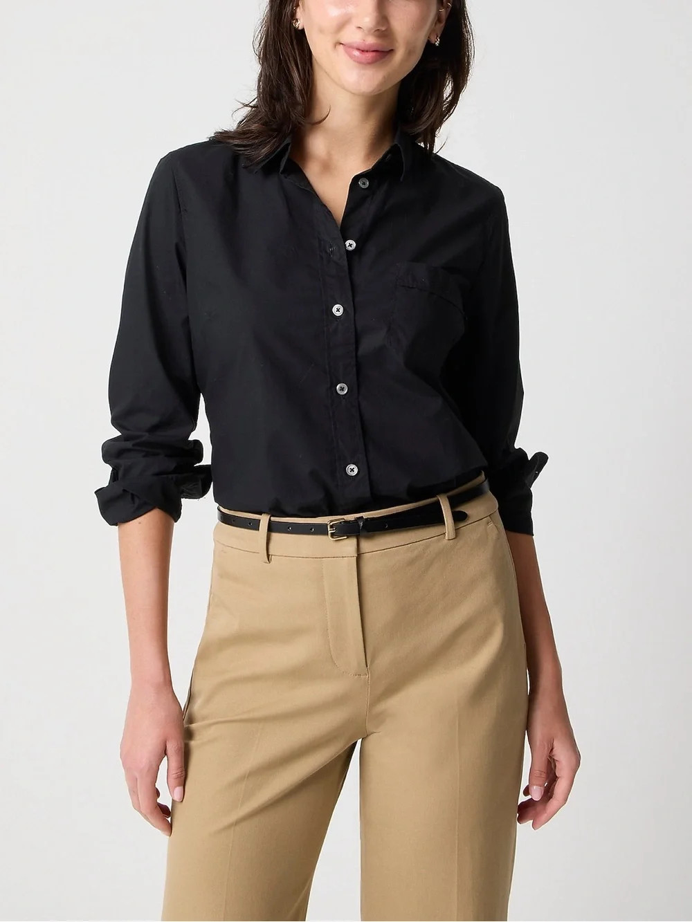 J. Crew Women\u2019s Relaxed Black Button-Front Shirt Size M Cotton Casual Office New | Poshmark