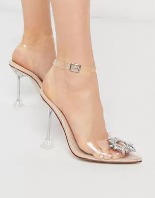 Be Mine Bridal Sterling embellished pumps in clear with statement heel | ASOS (Global)