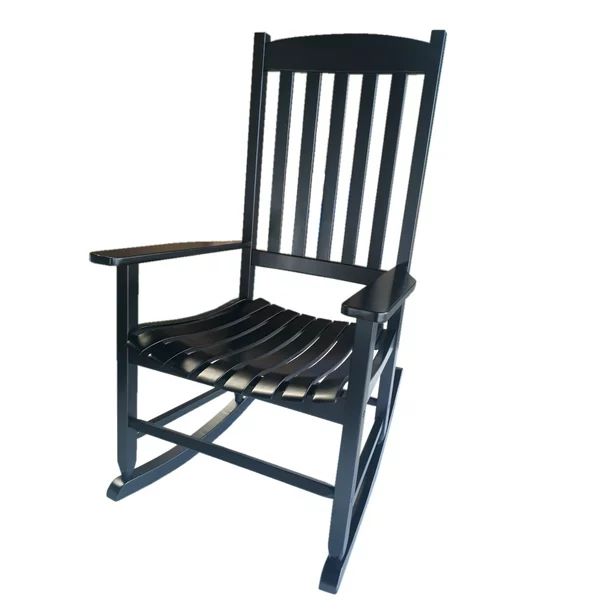 Mainstays Outdoor Wood Porch Rocking Chair, Black Color, Weather Resistant Finish - Walmart.com | Walmart (US)
