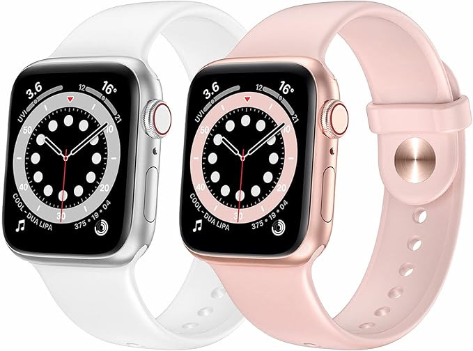 OUHENG 2 Pack Sport Band Compatible with Apple Watch Band 41mm 40mm 38mm 45mm 44mm 42mm, Soft Sil... | Amazon (US)