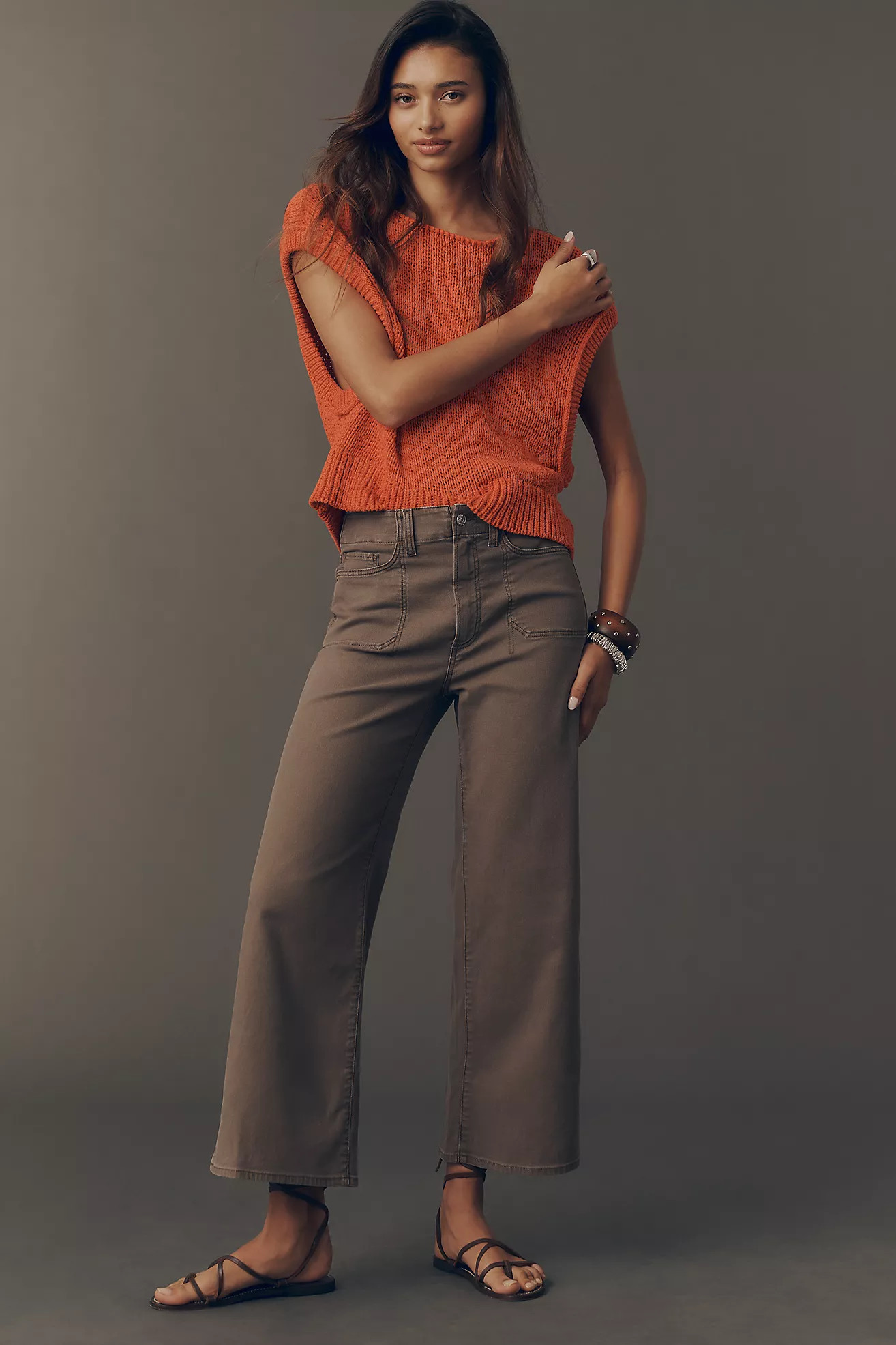 PAIGE Anessa Utility Pocket High-Rise Crop Wide-Leg Jeans | Anthropologie (US)