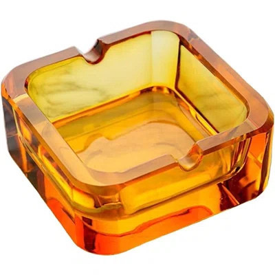 Crystal Glass Ashtray For Cigarettes & Cigars, Vintage Square Design For Home, Office, Bar - Heavy Duty Clear Ashtray For Tabletop Use | Wayfair North America