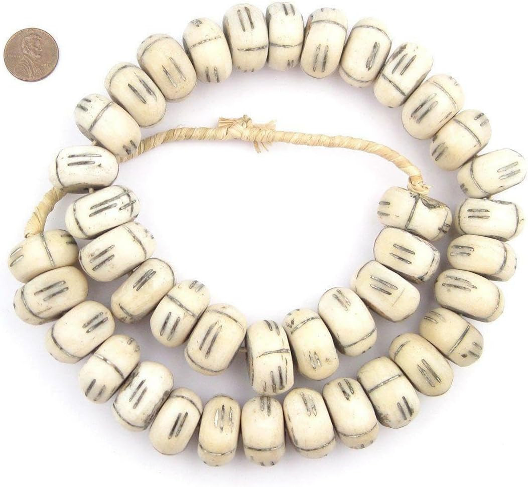 Carved White Bone Beads - Full Strand of Fair Trade Artisanal African Beads - The Bead Chest (Tri... | Amazon (US)