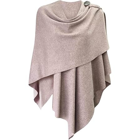 FUGREEN Women's Button Ponchos Versatile Poncho Sweater Kintted Lightweight Travel Shawls Soft Sc... | Amazon (US)