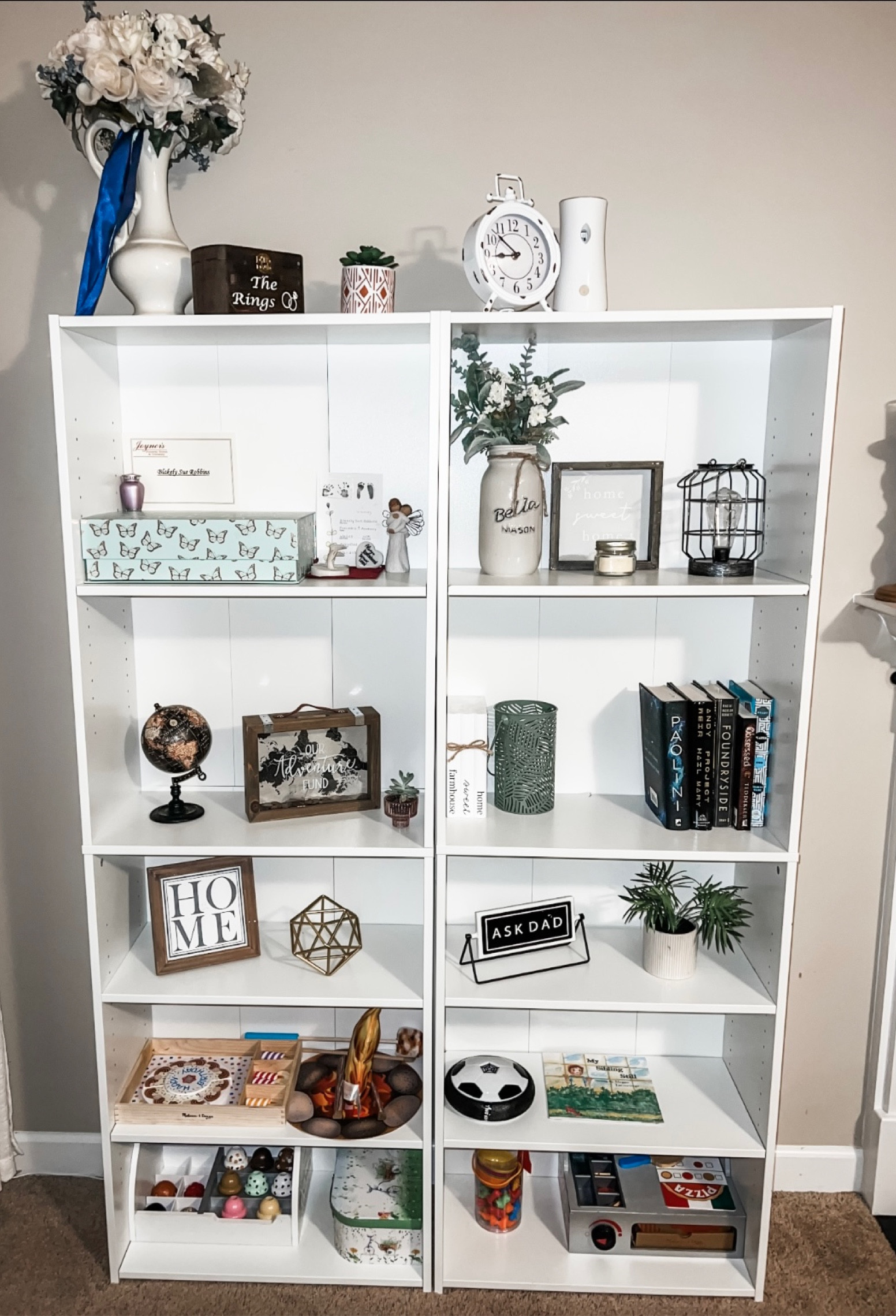 I’m obsessed with these bookshelves! We bought two and put them side by side and love the added storage while keeping the living room clean and tidy! They also come in black and brown! 

#LTKFind #LTKhome #LTKunder50