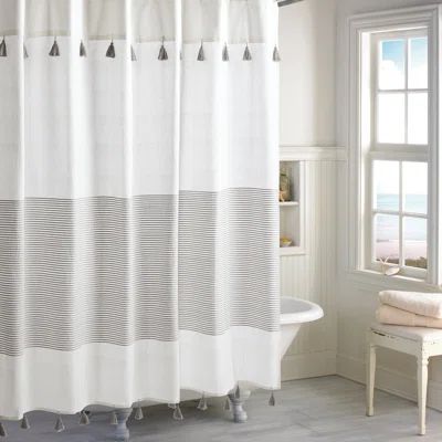 Campanella 100% Cotton Stripe Single Shower Curtain Wrought Studio™ Color: Gray | Wayfair North America