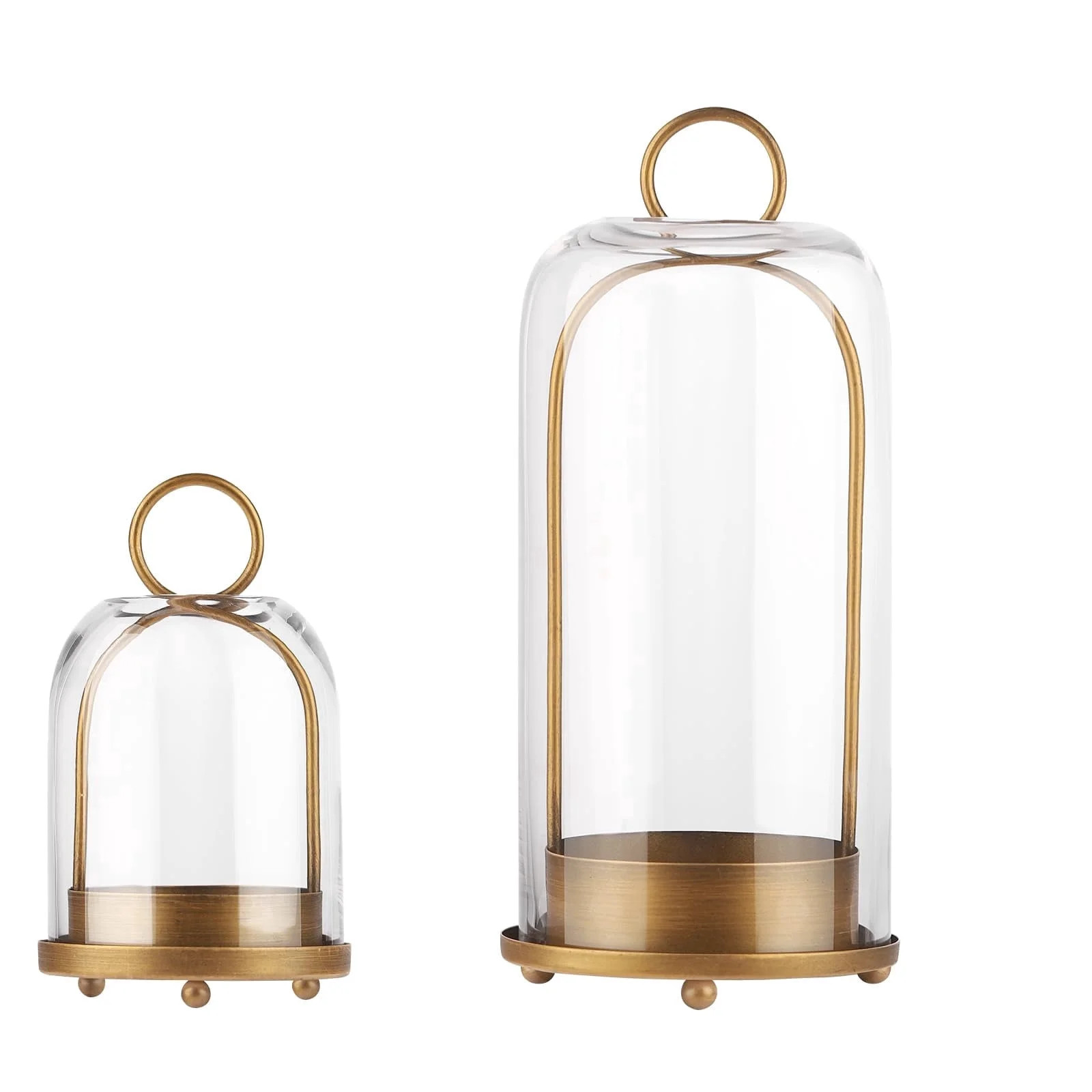 5" & 4" Wide Versatile Metal Candle Holder In Antique Brass With Handmade Thick, Heavy & Sturdy Glass Dome, Candle Lantern Decorative Indoor,Shabby Chic Decor,Brass Candle Holder | Walmart (US)