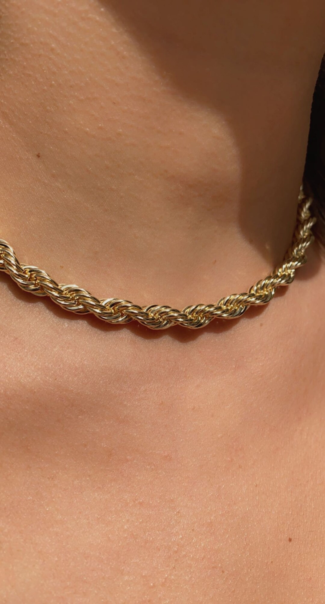 18K Thick Gold Chunky Rope Necklacegold Filled Twisted Rope - Etsy | Etsy (US)