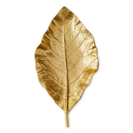 Aluminum Casted Leaf Decorative Tray, Gold, 14", Harvest by Way To Celebrate | Walmart (US)