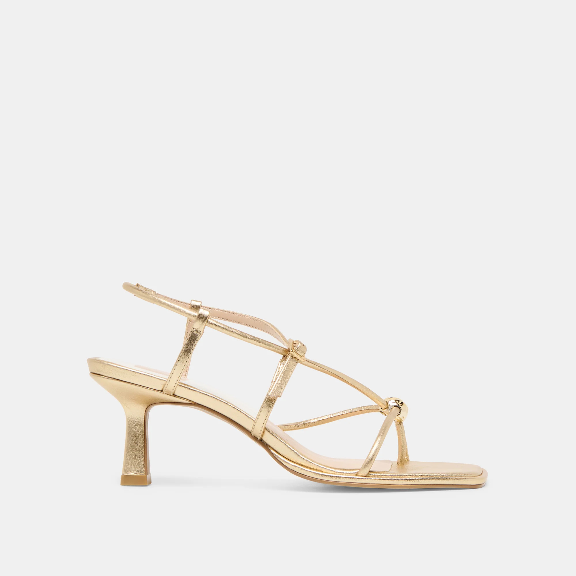 Mylee Heels Gold Distressed Leather | DolceVita.com