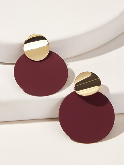 Two Tone Round Drop Earrings 1pair | SHEIN