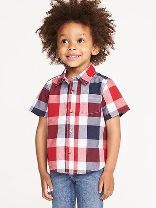 Red, White & Blue Plaid Built-In Flex Shirt for Toddler Boiys | Old Navy US
