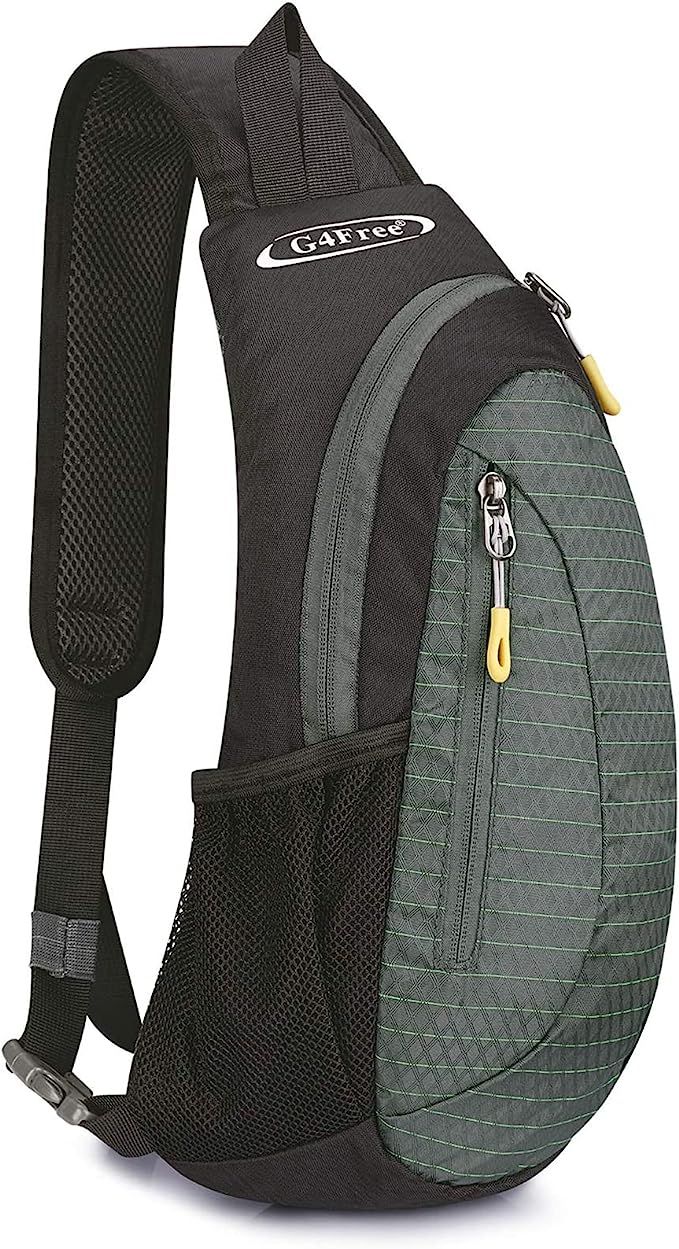 G4Free Sling Bags Men Shoulder Backpack Small Cross Body Chest Sling Backpack (Black-Grey) | Amazon (US)