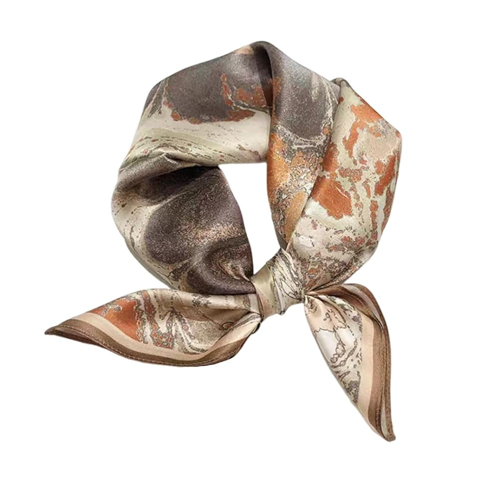 Aufeel 100% Real Mulberry Silk Women Small Square Neck Scarfs 21" Lightweight Headscarf Printed N... | Amazon (US)