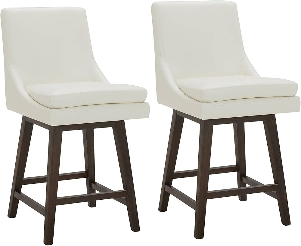 CHITA Counter Height Swivel Barstool with Back Set of 2, Upholstered Faux Leather Swivel Bar Stoo... | Amazon (US)