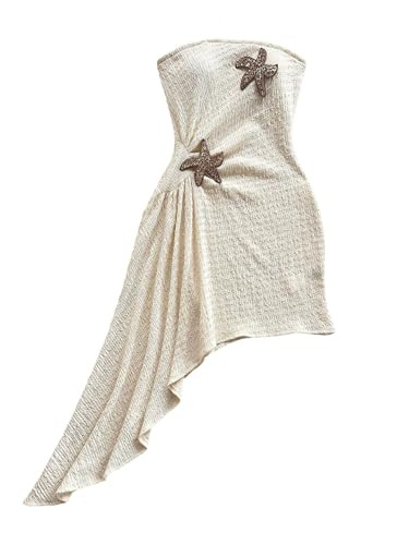 Floerns Women's Summer Sundress Metal Starfish Asymmetrical Hem Tube Beach Vacation Clothes | Amazon (US)