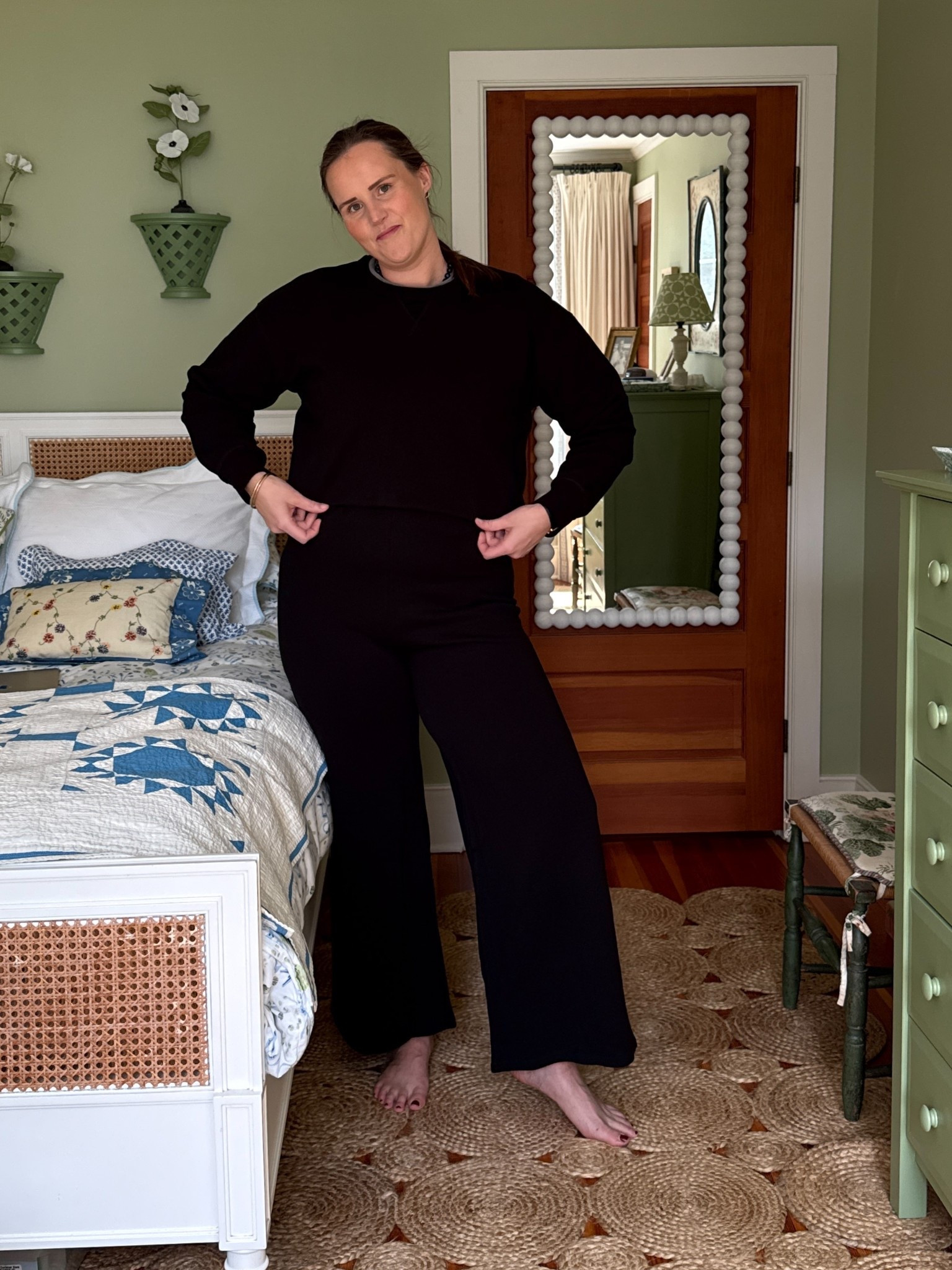 Black sweatpant set from La Ligne. 
True to size, I’m in a XL

#LTKMidsize