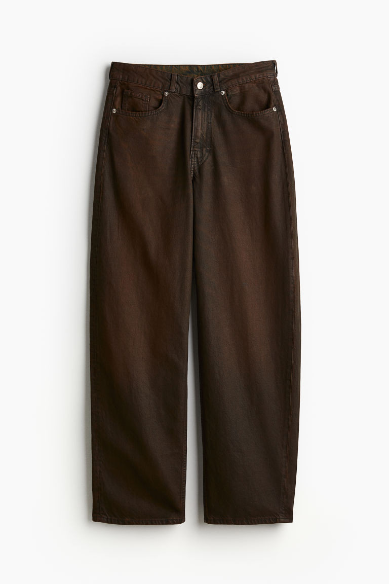H & M - Coated Twill Pants - Brown | H&M (US + CA)