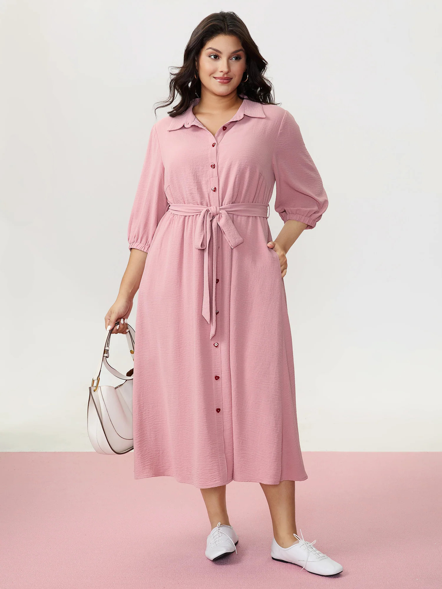 Layered Pleated Waist-Tie Shirt Dress | Bloomchic